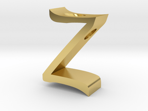 Letter Z Pendant in Polished Brass