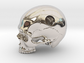 Skull Pendant _ P01 in Rhodium Plated Brass: Small