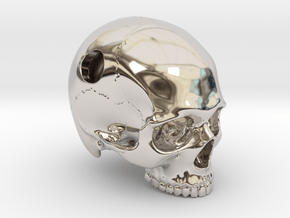 Skull Pendant _ P01 in Rhodium Plated Brass: Medium