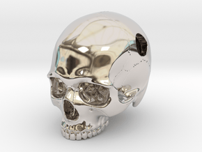 Skull Pendant _ P01 in Rhodium Plated Brass: Large