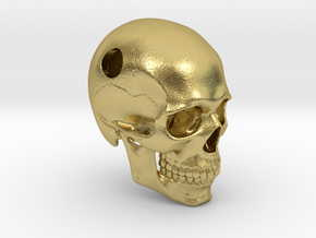 Skull Pendant _ P02 in Natural Brass: Medium