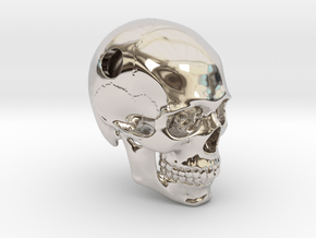 Skull Pendant _ P02 in Rhodium Plated Brass: Medium