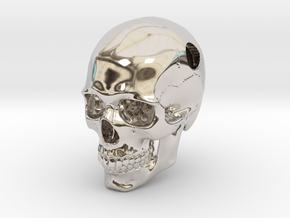 Skull Pendant _ P02 in Rhodium Plated Brass: Large
