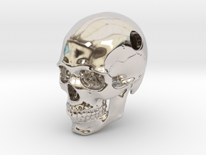 Skull Pendant _ P02 in Rhodium Plated Brass: Small