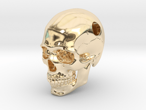Skull Pendant _ P02 in 14k Gold Plated Brass: Small