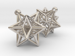 Star Charms, Pair in Rhodium Plated Brass