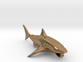 shark pendant in Natural Brass