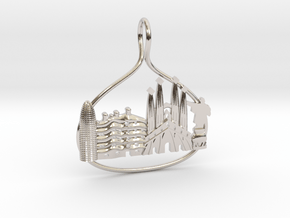 Barcelona Cityscape Skyline Pendant in Platinum