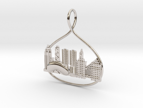 Chicago Cityscape Skyline Pendant in Platinum