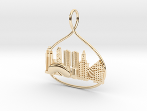 Chicago Cityscape Skyline Pendant in 14K Yellow Gold