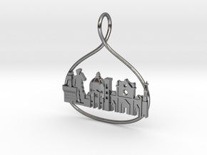 Florence Cityscape Skyline Pendant in Polished Silver