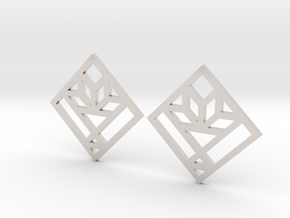 Cactus Basket Quilt Block Earrings - Dangle in Platinum