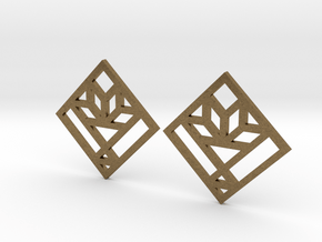 Cactus Basket Quilt Block Earrings - Dangle in Natural Bronze