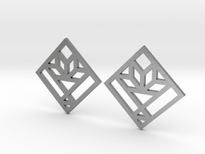 Cactus Basket Quilt Block Earrings - Dangle in Natural Silver