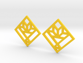 Cactus Basket Quilt Block Earrings - Dangle in Yellow Processed Versatile Plastic
