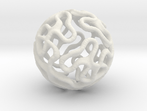 Gyroid Sphere Pendant in White Natural Versatile Plastic