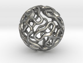 Gyroid Sphere Pendant in Natural Silver