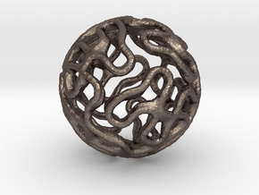 Gyroid Sphere Pendant in Polished Bronzed Silver Steel
