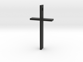 Simple Cross Slide Pendant (2" x 1") in Black Natural Versatile Plastic