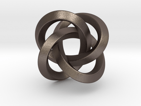 Quatrefoil Knot Pendant-Tetragon in Polished Bronzed-Silver Steel
