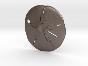 Sand Dollar Pendant in Polished Bronzed Silver Steel