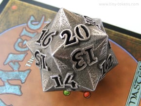 Faceted - Spindown d20 life counter dice in Polished Bronzed Silver Steel