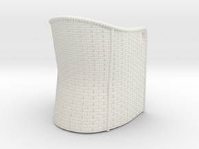 Wicker Chair 1:12, model 2 in White Natural Versatile Plastic