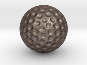 Golf Ball 1:1 Scale in Polished Bronzed-Silver Steel