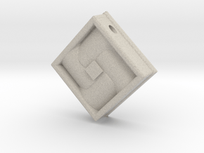 Square Weave Pendant with 3mm Silde Necklace Hole in Natural Sandstone