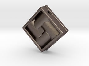 Square Weave Pendant with 3mm Silde Necklace Hole in Polished Bronzed Silver Steel