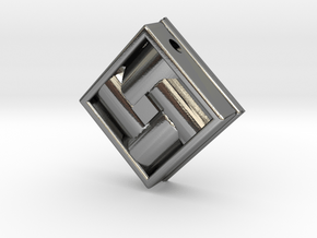 Square Weave Pendant with 3mm Silde Necklace Hole in Polished Silver