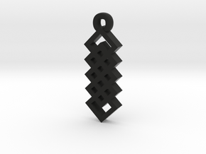 Celtic Knot Square Vertical Weave Earrings in Black Natural Versatile Plastic