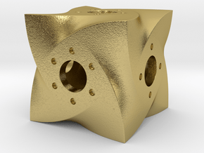 Curved Cube D6 in Natural Brass