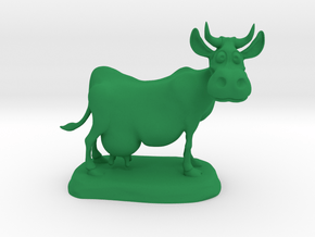Cow Caricature Figurine in Green Processed Versatile Plastic