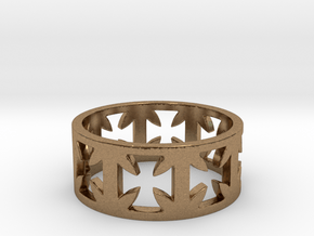 Outlaw Biker Cross Ring Size 12 in Natural Brass