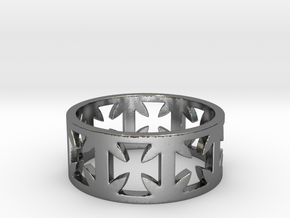 Outlaw Biker Cross Ring Size 12 in Polished Silver