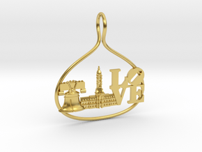 Philadelphia Cityscape Skyline Pendant in Polished Brass