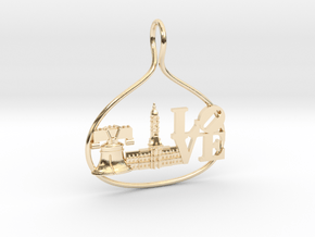 Philadelphia Cityscape Skyline Pendant in 14K Yellow Gold