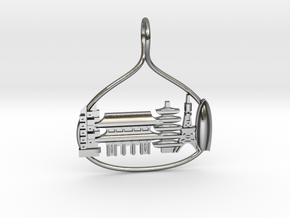 Tokyo Cityscape Skyline Pendant in Polished Silver