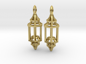 Little Lantern Earrings in Natural Brass