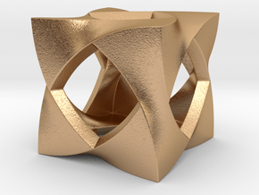 Curved Cube Pendant_A in Natural Bronze: Small