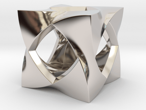 Curved Cube Pendant_A in Platinum: Large