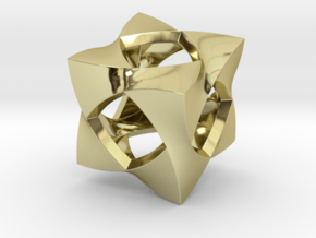 Curved Cube Pendant_A in 18k Gold Plated Brass: Small