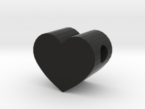 Small Simple Heart Slide Pendant - 1cm diameter in Black Natural Versatile Plastic