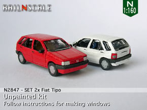 SET 2x Fiat Tipo (N 1:160) in Smooth Fine Detail Plastic