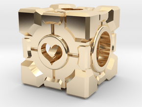 Companion Cube Bead (open hearts) in 14k Gold Plated Brass