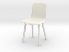 Miniature HAL Leather Wood Chair - Jasper Morrison in White Natural Versatile Plastic: 1:12