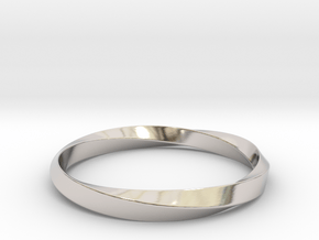 Mobius Bracelet - 360 _ Wide in Rhodium Plated Brass: Small