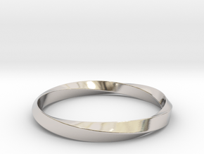 Mobius Bracelet - 360 _ Wide in Rhodium Plated Brass: Extra Small
