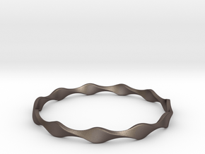 Twisted Wave Bracelet_A in Polished Bronzed-Silver Steel: Extra Small